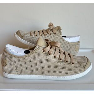 NEW Camper Uno Suede Sneaker Perforated Beige Tan Size 38